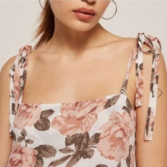 Reformation Dixie Floral Mini Dress in Cream Avery Print Small - Picture 4 of 13